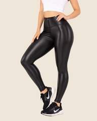 Leggings Básico Efecto Cuero Metalizado Negro