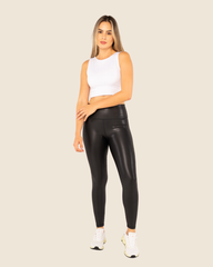 Leggings Básico Efecto Cuero Metalizado Negro