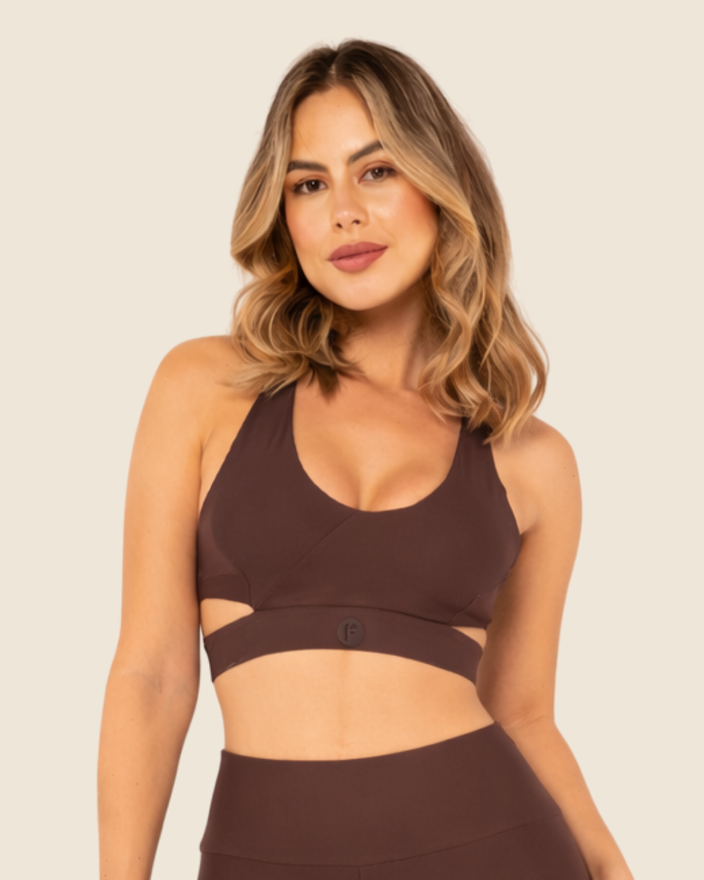 Top Cross Back Nylon - Café
