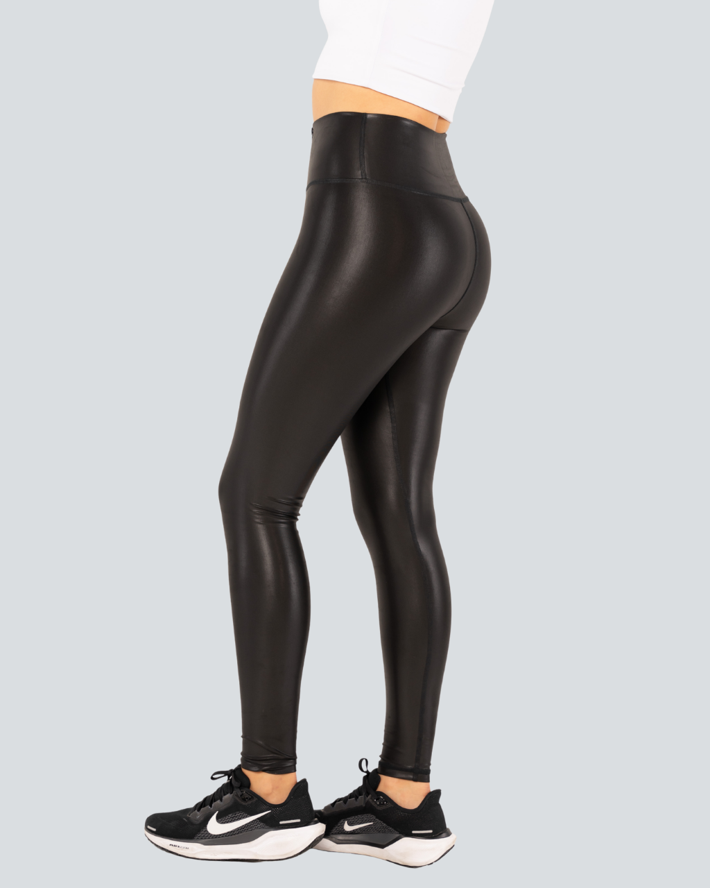 Leggings Efecto Cuero Metalizado Negro