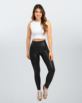 Leggings Básico Efecto Cuero Metalizado Negro